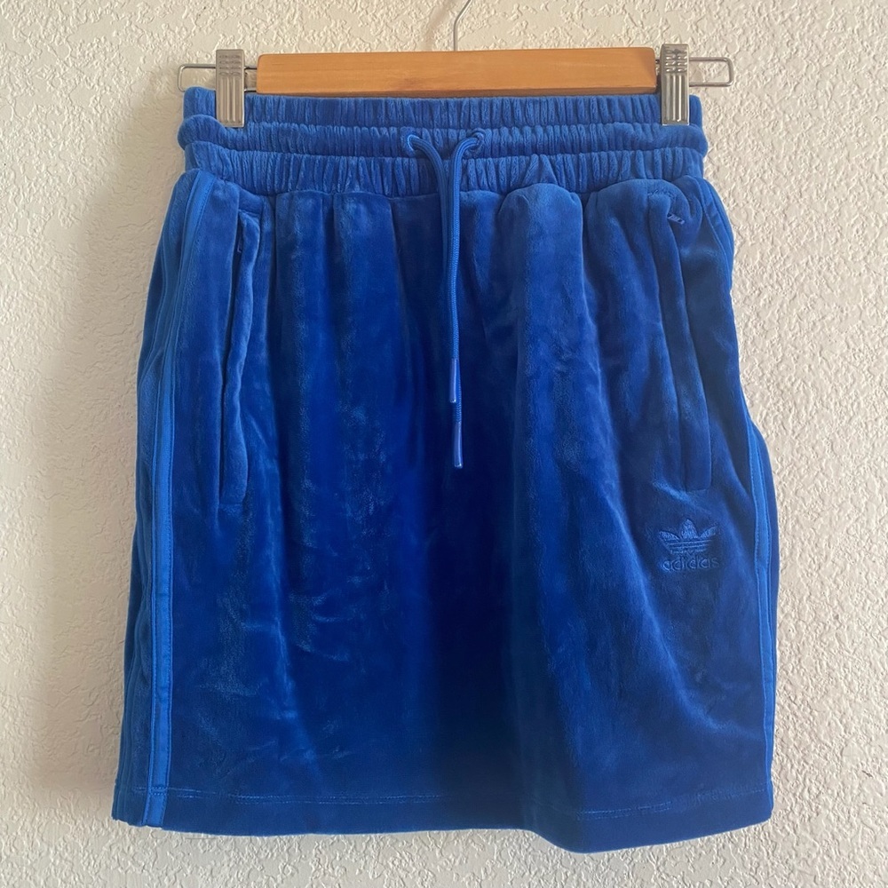 ADIDAS X JEREMY SCOTT SKIRT BLUE VELOUR Size XS - Picture 2 of 7